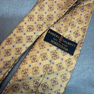Robert Talbott Best of Class Silk Tie for Nordstrom Gold Geometric Vintage 90s